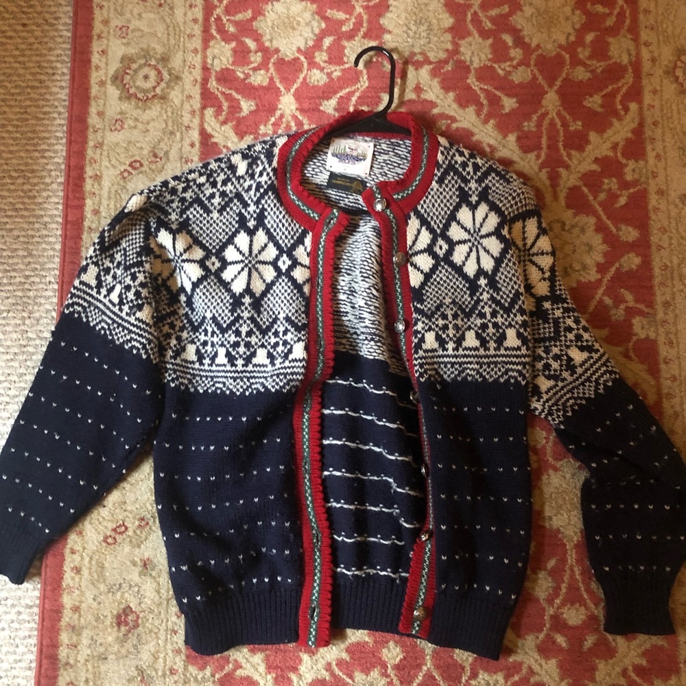 Vintage 80s Alps Wool Snowflake Sweater Cardigan